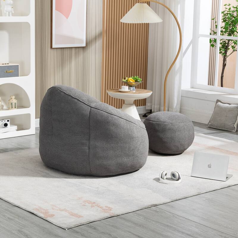 Roomfitters Bedding Bean Bag Sofa Chair - High Pressure Foam Bean Bag Chair for Adults with Padded Foam Padding and Footrest