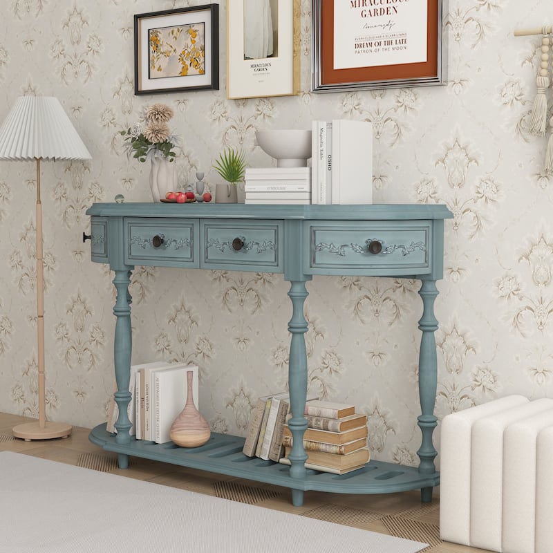 Vintage Carved, Roman Legs Combined Entry Table