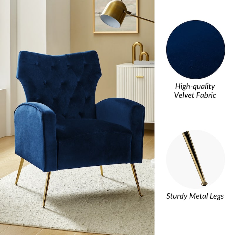 Abadiana Accent Tufted Chair with Metal Base by HULALA HOME