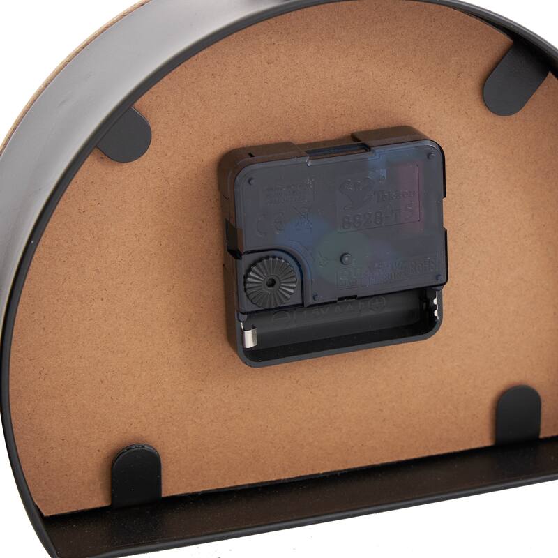 White or Black Wooden Semicircle Clock with Brown Wooden Frame and Ring Handle (Set of 2)