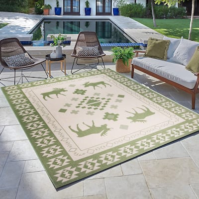 Gertmenian Paseo Yoder Rustic Tribal Moose Indoor/ Outdoor Area Rug