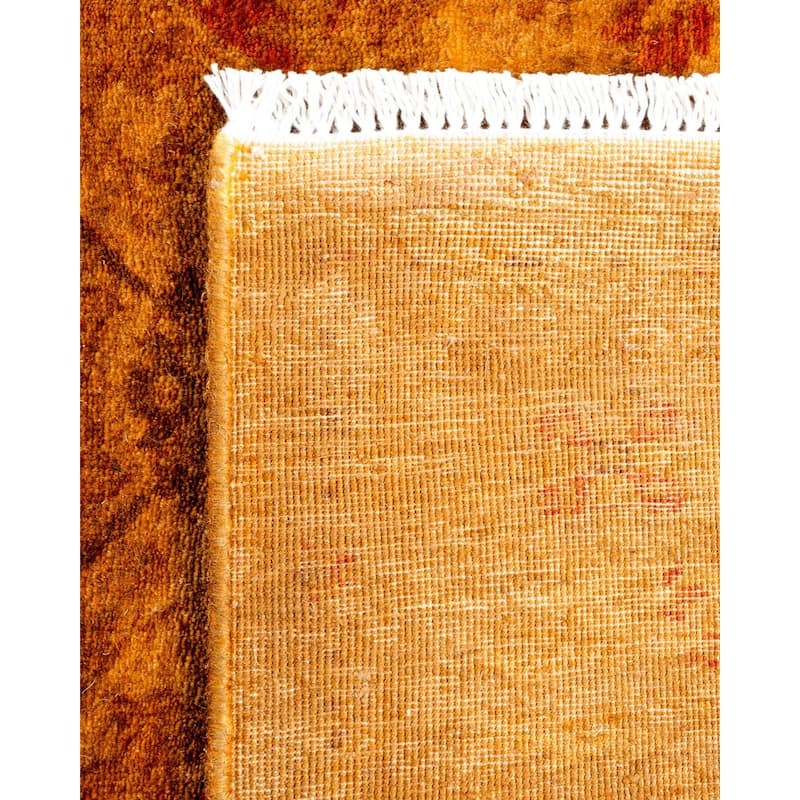 Overton Hand Knotted Wool Vintage Inspired Modern Contemporary Overdyed Gold Area Rug - 3' 3" x 4' 10"