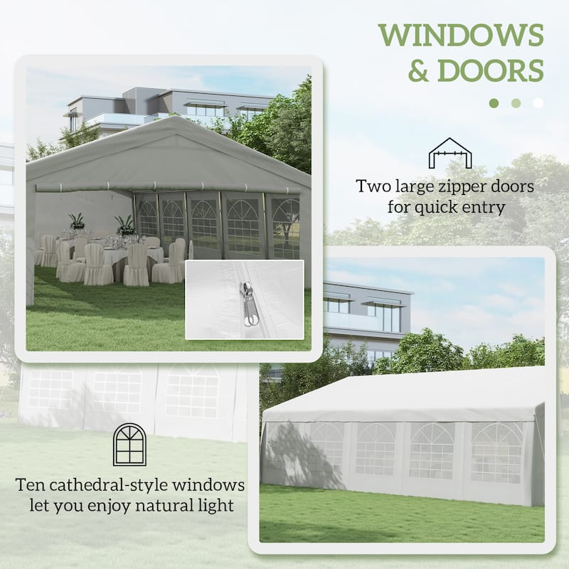 Outsunny 20' x 32' Heavy Duty Party Tent, Large Canopy Tent w/ Removable Protective Sidewalls