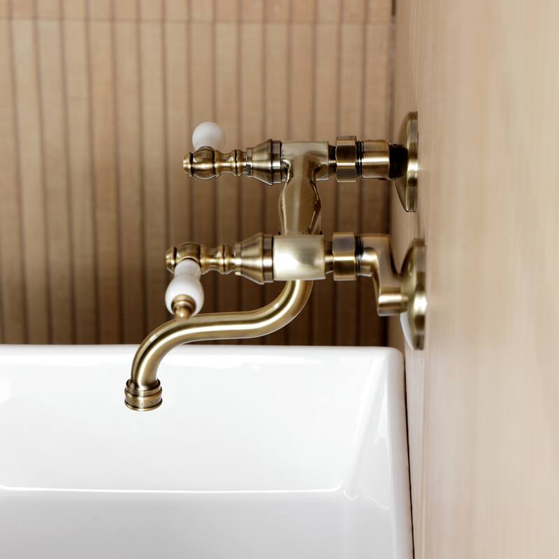 Kingston Brass Kingston Two-Handle 2-Hole Wall Mount Bathroom Faucet