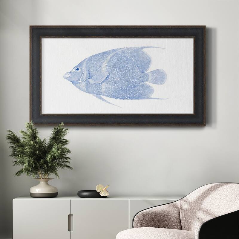 Blue & White Tropical Fish V Premium Framed Canvas- Ready to Hang