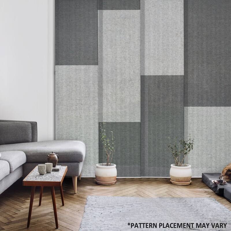 GoDear Design Natural Woven Adjustable Sliding Panel Track Blinds, Vertical Blinds, City Series, 45.8"- 86" W x 96" L - Manhattan Mist