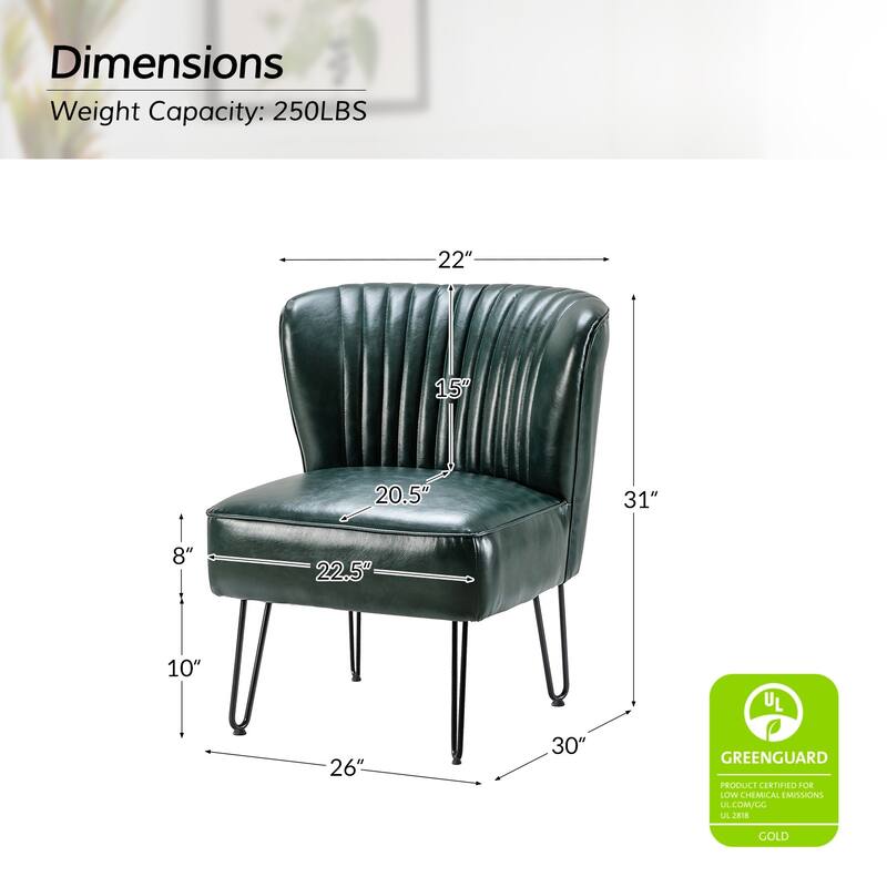 Donia Modern Faux Leather Armless Wingback Side Chair with Metal Legs Set of 2 by HULALA HOME