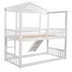 preview thumbnail 7 of 7, Twin Size Pinewood Playhouse Bunk Bed with Convertible Slide and Ladder, Converts into 2 Beds