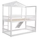 preview thumbnail 7 of 7, White Twin Size Pinewood Playhouse Bunk Bed with Convertible Slide and Ladder, Converts into 2 Beds