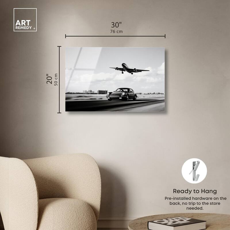 Sports Car Takeoff Acrylic by Art Remedy, Ready to Hang