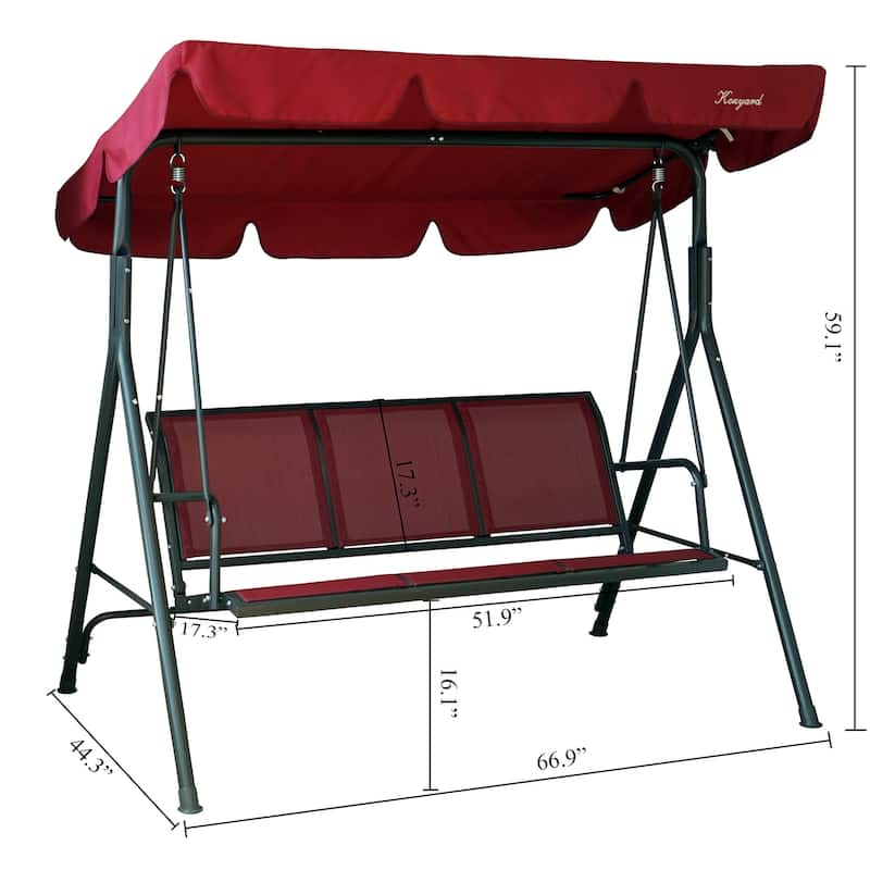 Kozyard Belle 3-person Outdoor Patio Swing with Canopy