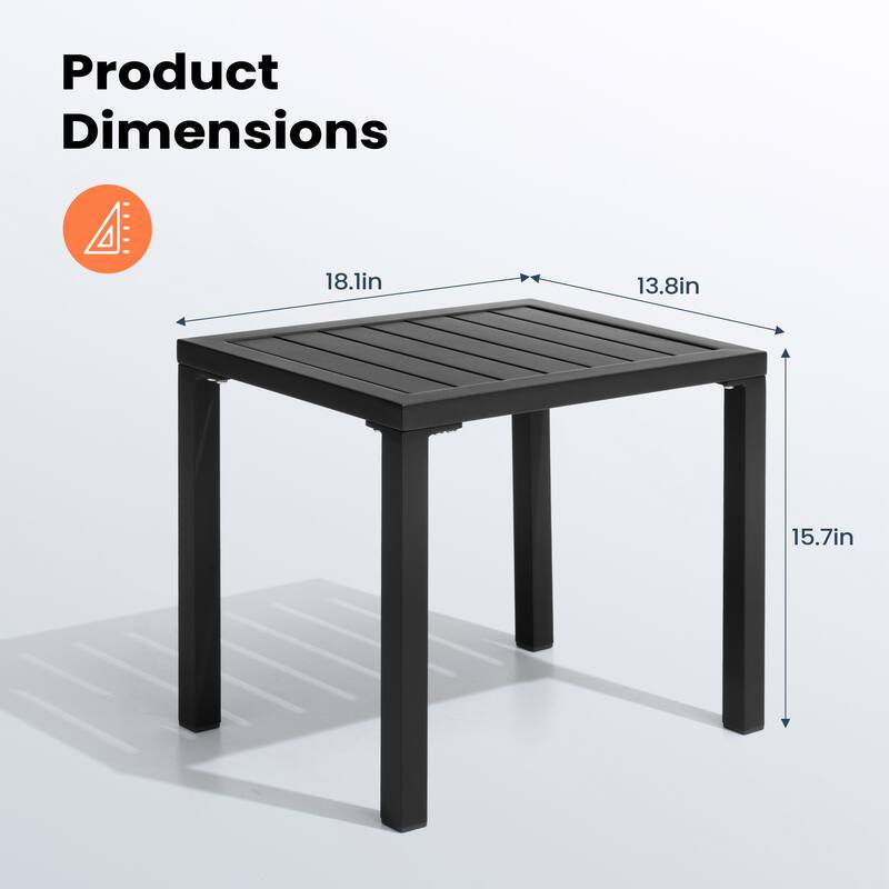 Pellebant Outdoor Aluminum Patio Side Table Rectangular End Table - 18.1 in L* 13.8 in W * 15.7 in H