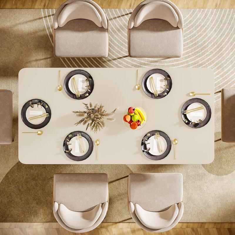 55'' Modern Off White Dining Table for 4-6