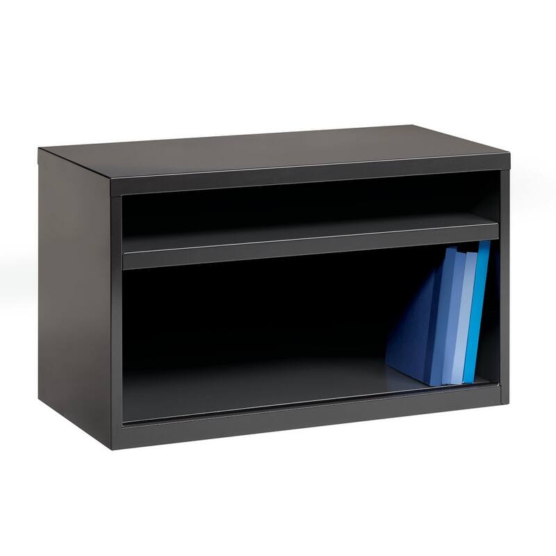 Hirsh 36" Wide Office Credenza, Open Cabinet with Shelf, Black
