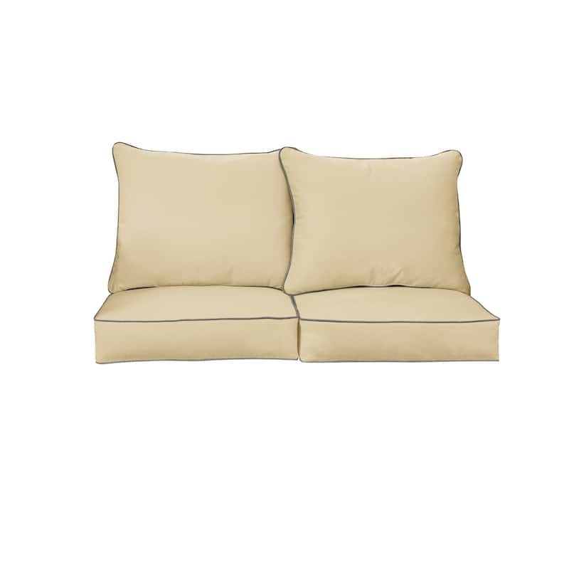 Sorra Home Sunbrella Outdoor Loveseat Pillow and Cushion Set - 23.5 in W x 23 in D x 5 in H - Canvas Charcoal