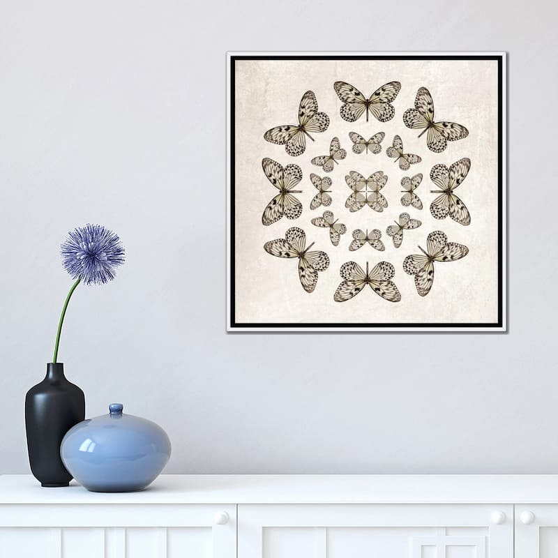 iCanvas "Rice Paper Butterfly Circles" by Alyson Fennell Framed Canvas Print
