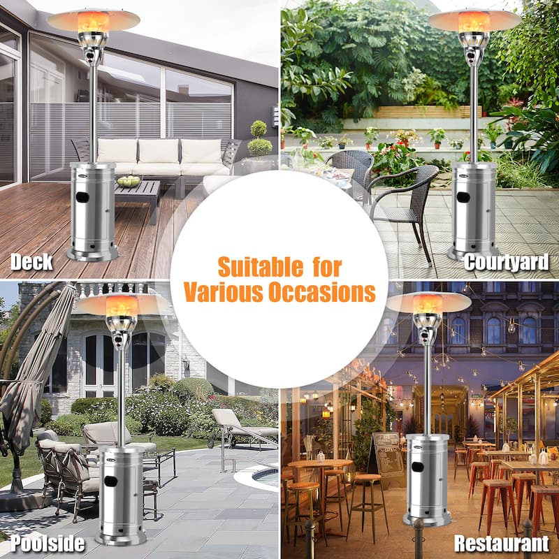 Costway 48,000 BTU Patio Propane Heater Stainless Steel W/Table & - See details