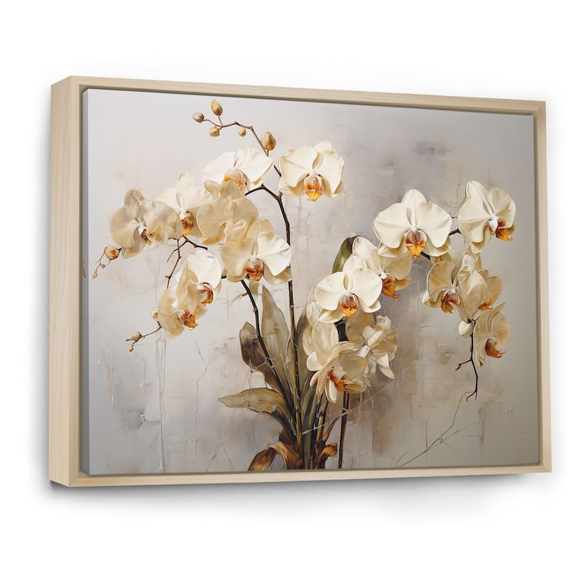 Designart "Minimalism Orchid Blossoms In Delicate Abstraction" Orchids Framed Wall Decor