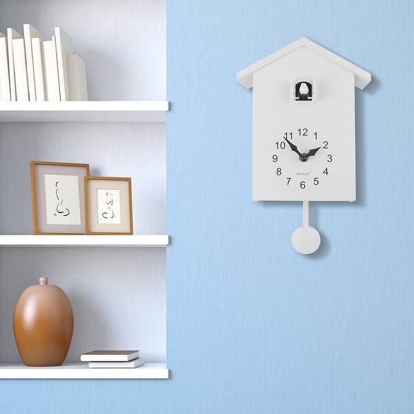 Shop Walplus White Minimalist Cuckoo Clock White Window 4 Changeable Birds Overstock 31742883