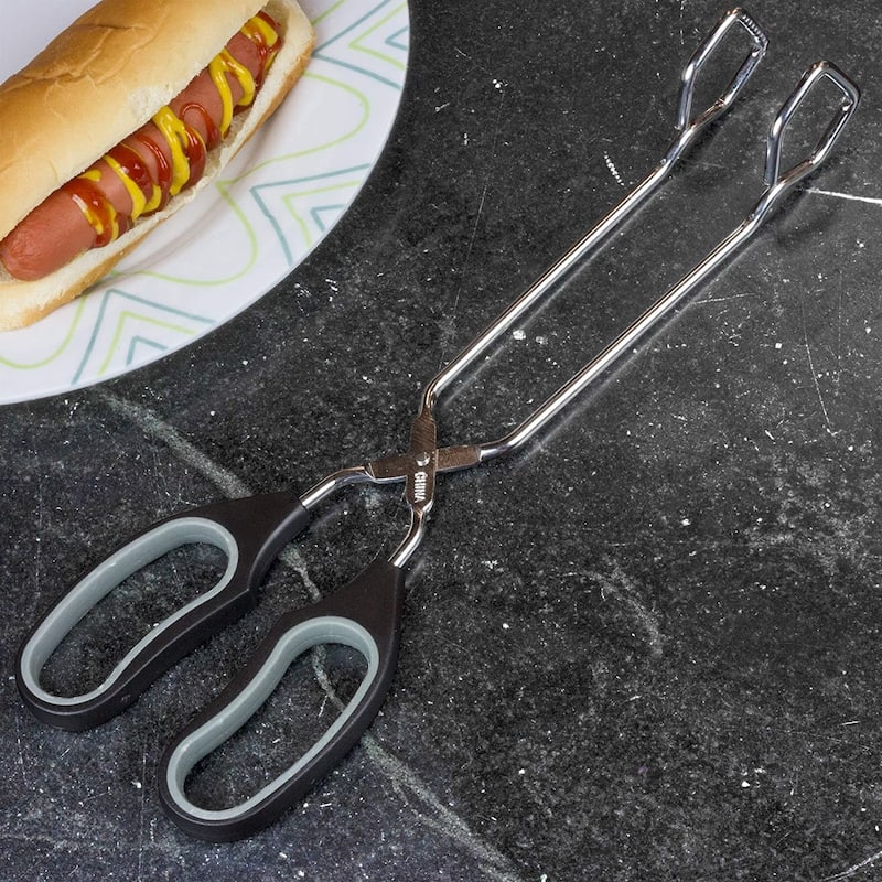 Chef Craft 12" Long Comfort Grip Offset Cooking Tongs for Easier Flipping Control