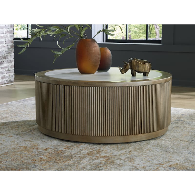 Signature Design by Ashley Camdill Light Brown/White Coffee Table - 42" W x 42" D x 17.5" H