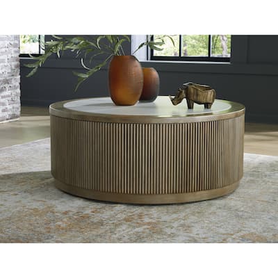 Signature Design by Ashley Camdill Light Brown/White Coffee Table - 42" W x 42" D x 17.5" H