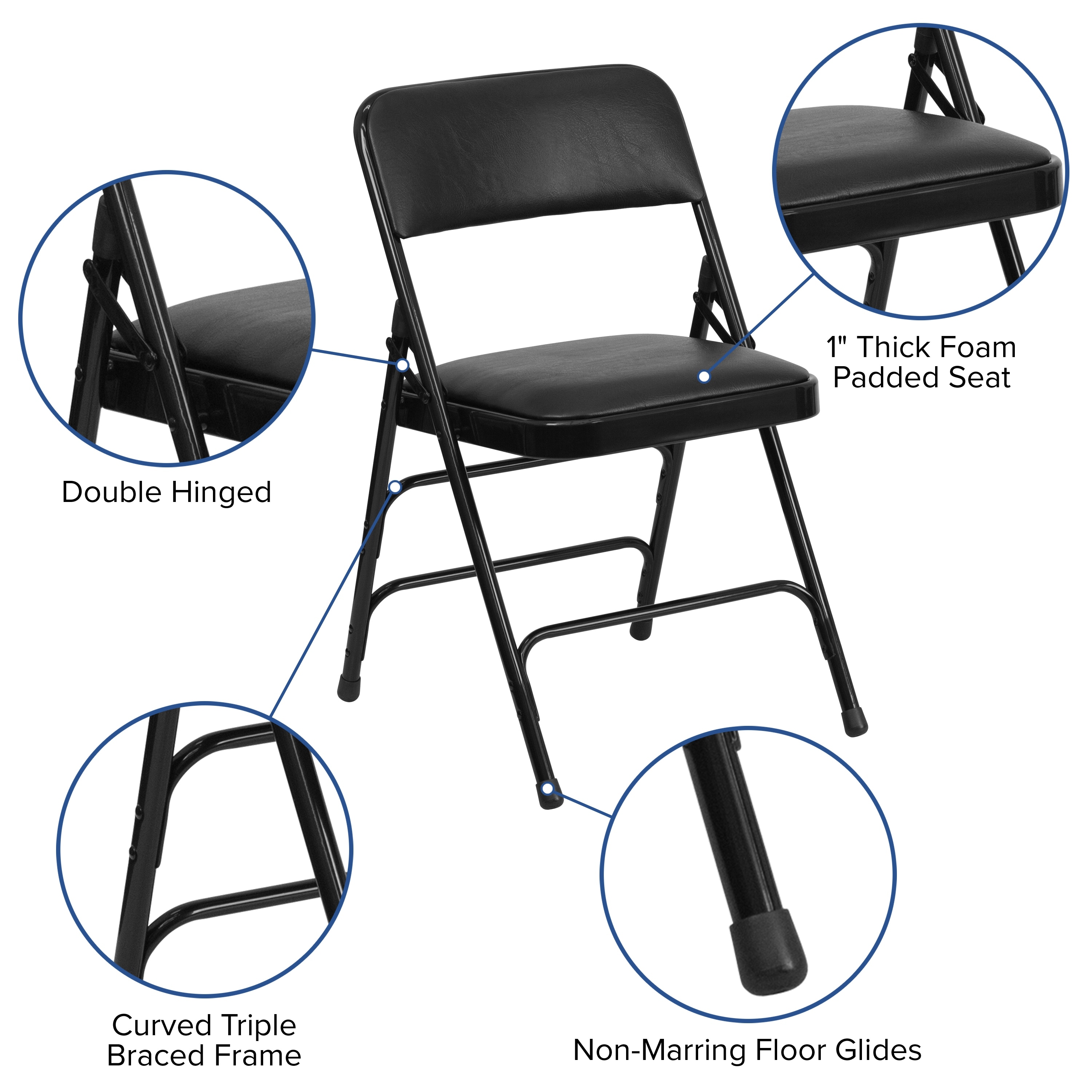 Metal folding chairs with padded seats on sale