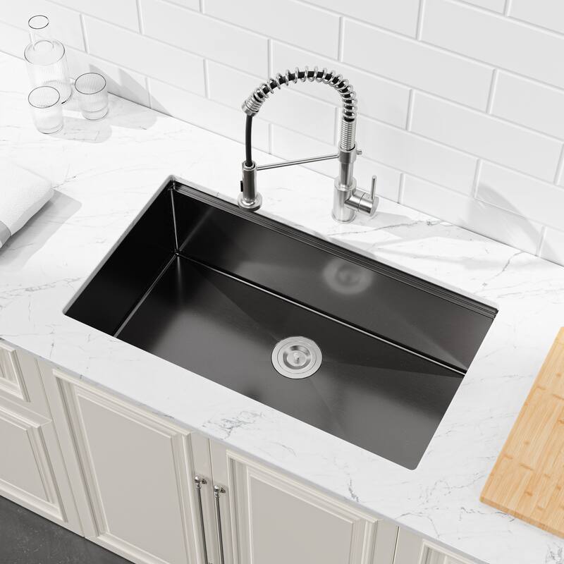 Kitchen Sink Multifunctional undermount Flying Rain Waterfall Stainless Steel Handmade Modern Single Bowl