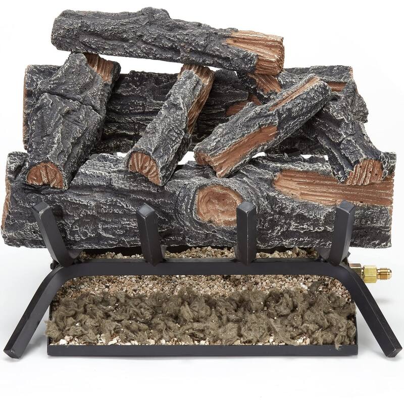 HearthSense MO18HVL Natural Gas Vented Fireplace Logs Set with Match Light, 45000 BTU, Heats up to 1650 Sq. Ft, 18 Inches