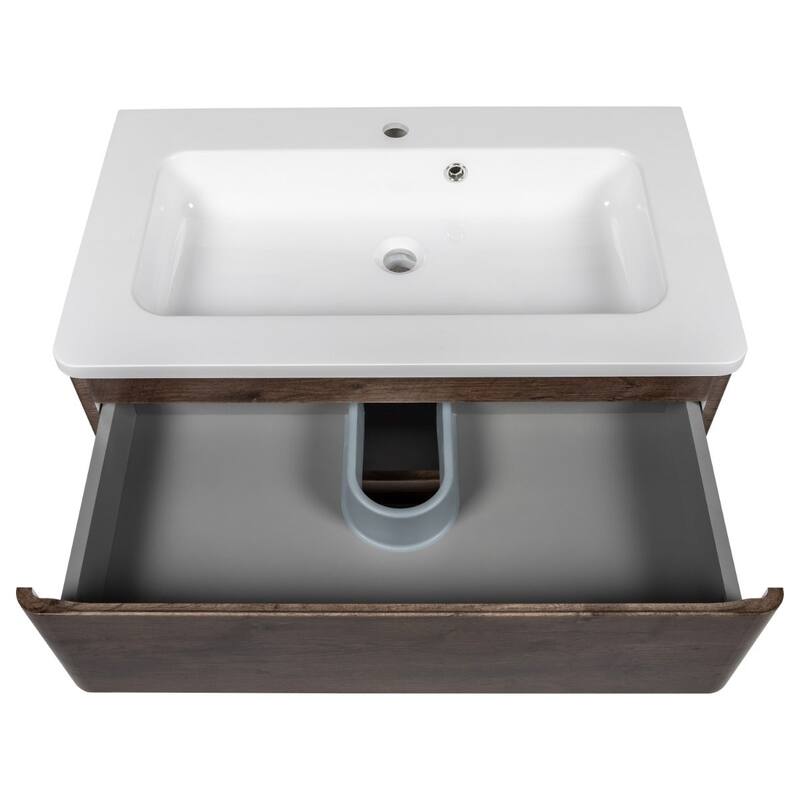 Modern Wall-Mounted Bathroom Vanity with Washbasin | Comfort Collection mirror Diamond 24" included