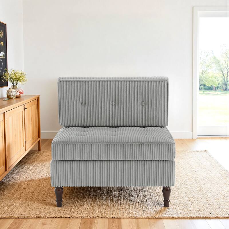 32.57" W Upholstered Corduroy Armless Accent Chair