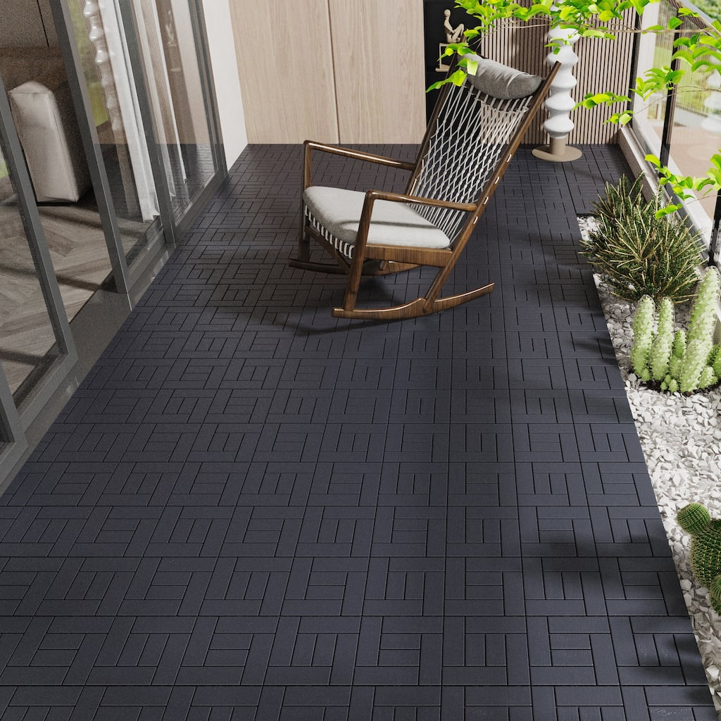 ZZ Style 12" Interlocking Deck Tiles, 44-Pack for Patio, Poolside & Balcony - 44PCS