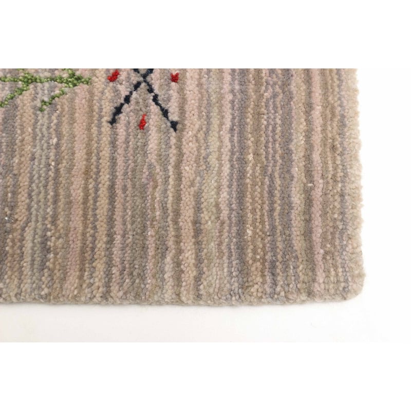 ECARPETGALLERY Hand Loomed Kashkuli Gabbeh Grey Wool Rug - 2'9 x 4'10