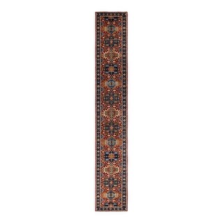 Hand Knotted Traditional Tribal Wool Orange Area Rug - 2' 10" x 19' 5"
