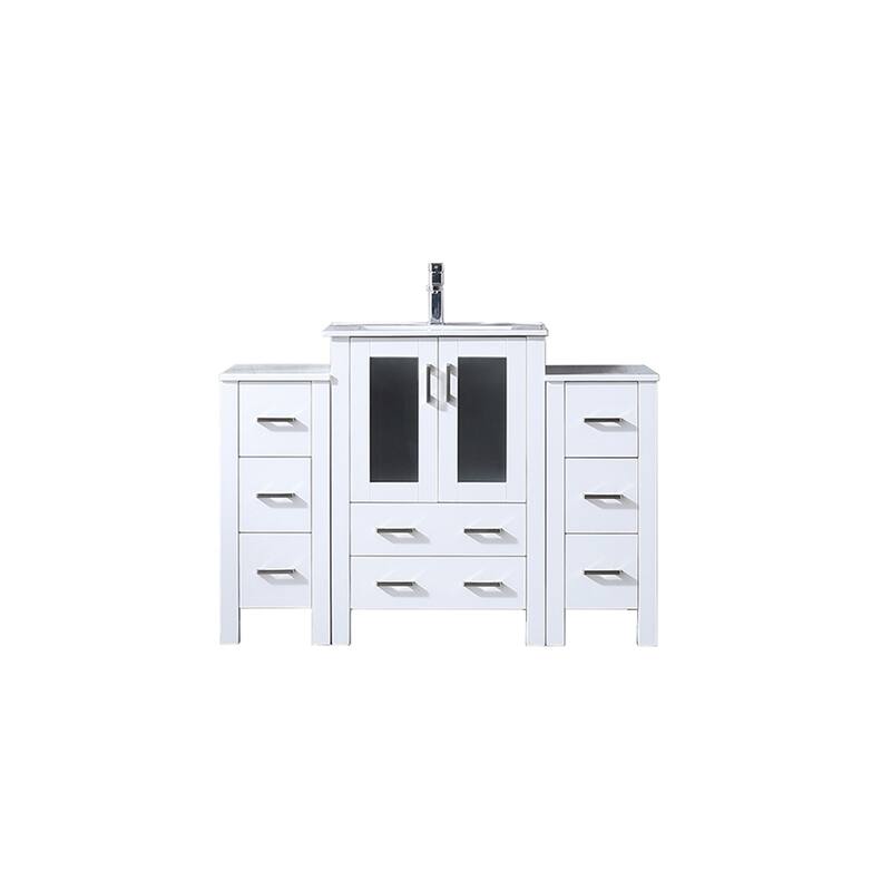 Volez Bath Vanity with Side Cabinets, Ceramic Top & Sink