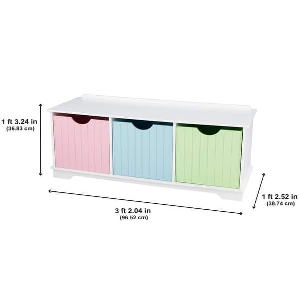 dimension image slide 0 of 2, KidKraft Nantucket Wooden Storage Bench
