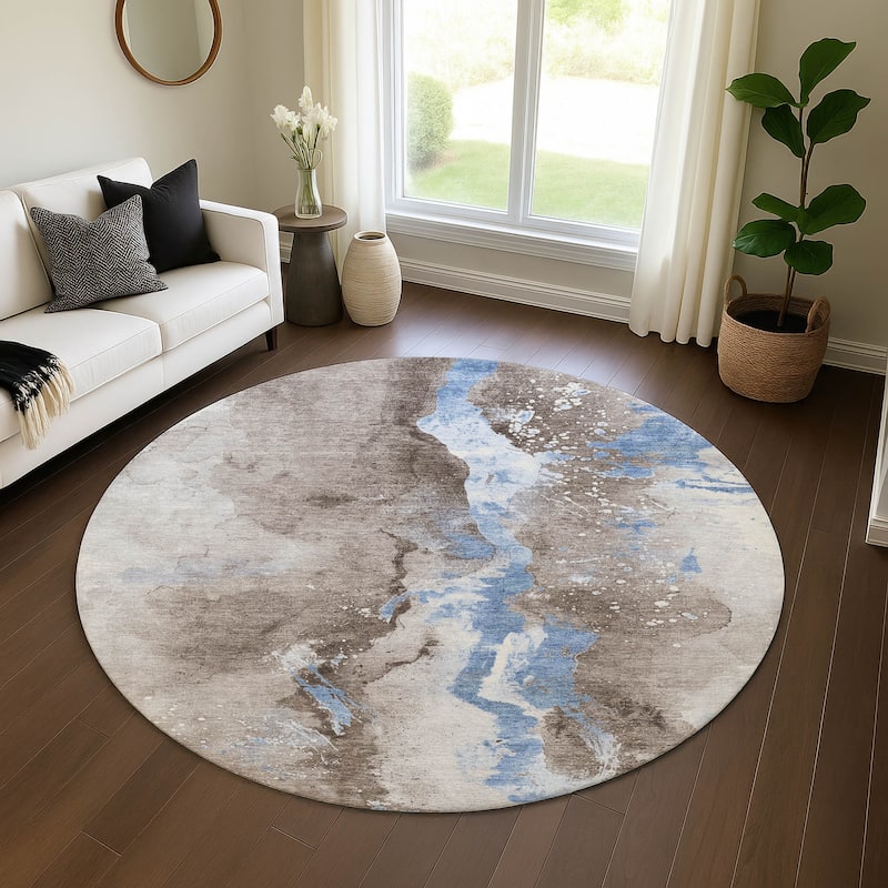 Premium Washable Super Soft Glam Chic Mayfield Rug - Taupe - 8' x 8'
