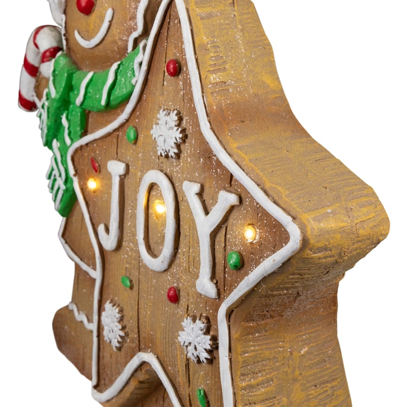 Gingerbread Cookie Boy with Lighted "Joy" Star Christmas Decoration - 13.5"