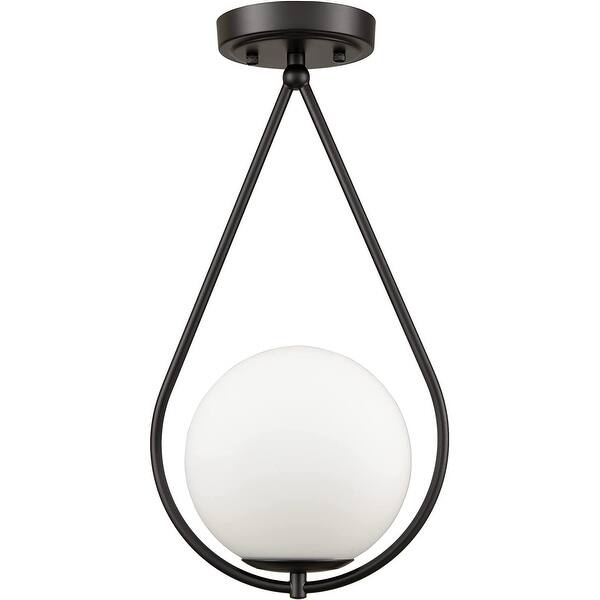 Opal glass shade ceiling light fixture industrial semi flush mount ceiling lamp black ceiling