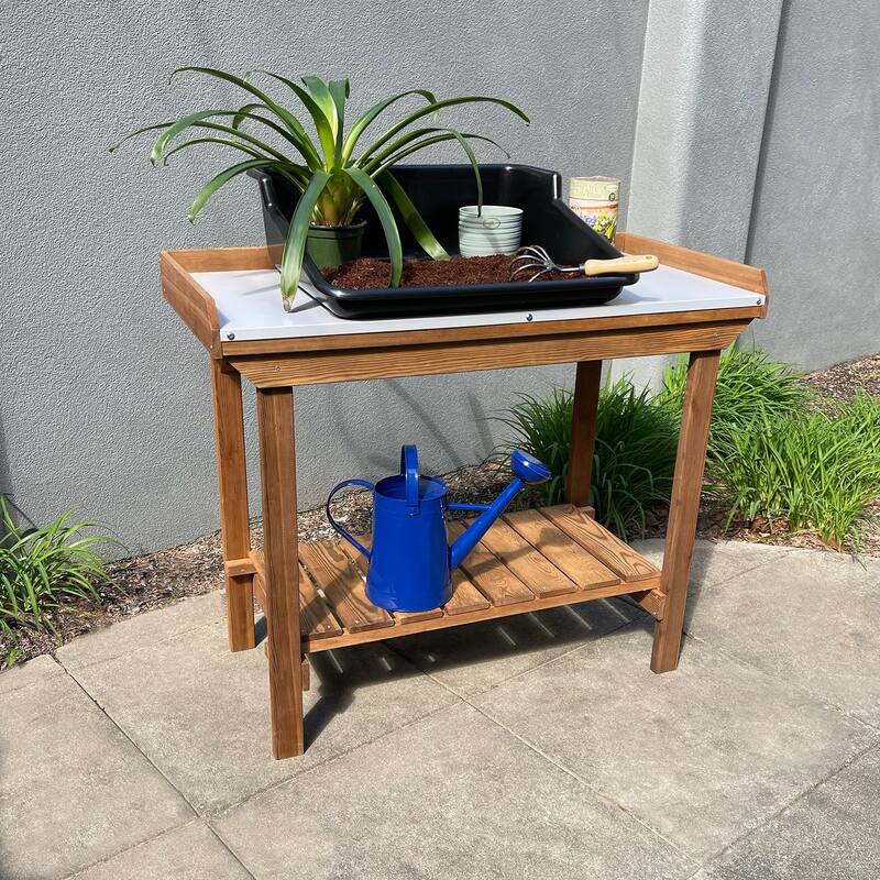 Gardener's Tables with Tin Surface - 42.5"L x 20.5"W x 36.2"H