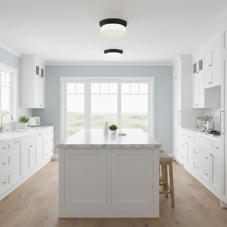 11 Inch Integrated LED Flush Mount Light with Etched Glass Shade 25W ...