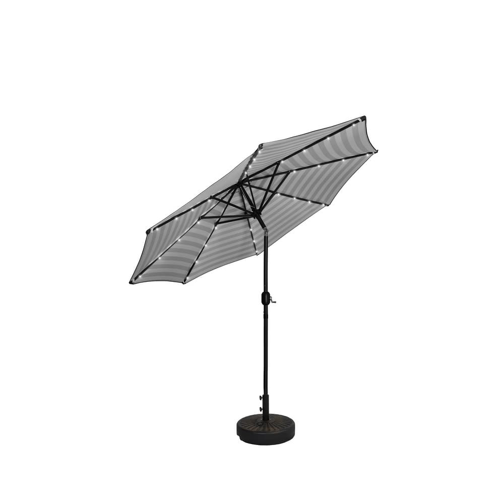 9' Solar Lighted Patio Umbrella with Bronze Base