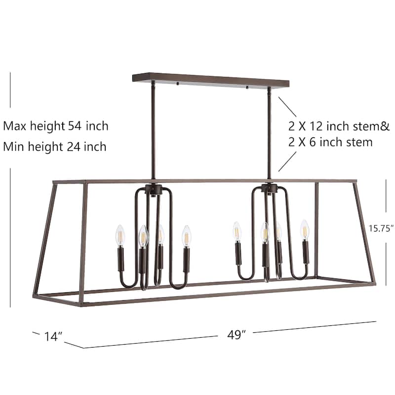 SAFAVIEH Onia 8Lt Pendant - 49"x14"x24-54" - 49"W x 14"D x 54"H
