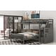 preview thumbnail 8 of 15, Elegant Twin over Full Loft Bed with Staircase, Ladder with 3 Storage Grids, Sturdy Construction & Safety Guaranteed, Grey