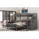 preview thumbnail 8 of 15, Twin over Full Loft Bed with Staircase, Ladder with 3 Grids, Grey