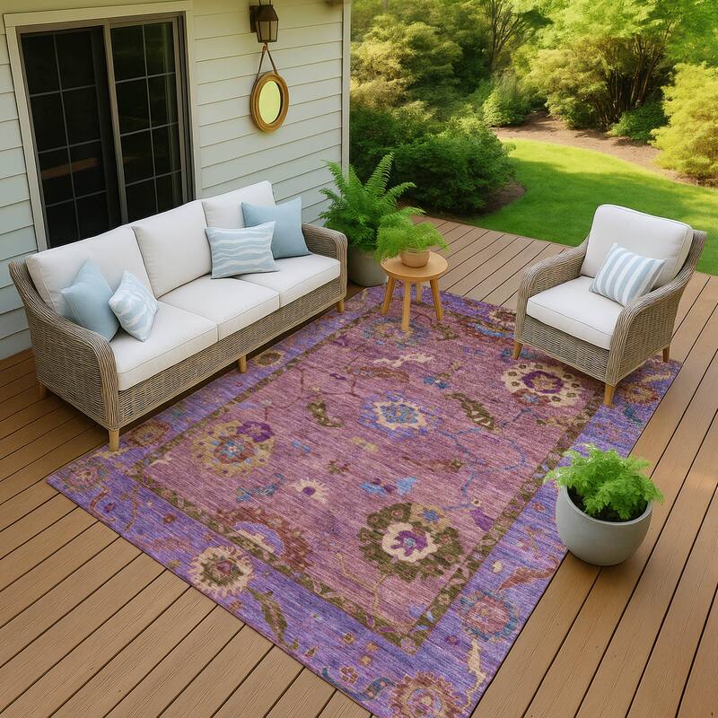 Machine Washable Indoor/ Outdoor Traditional Boho Chantille Rug - Pink - 3' x 5'
