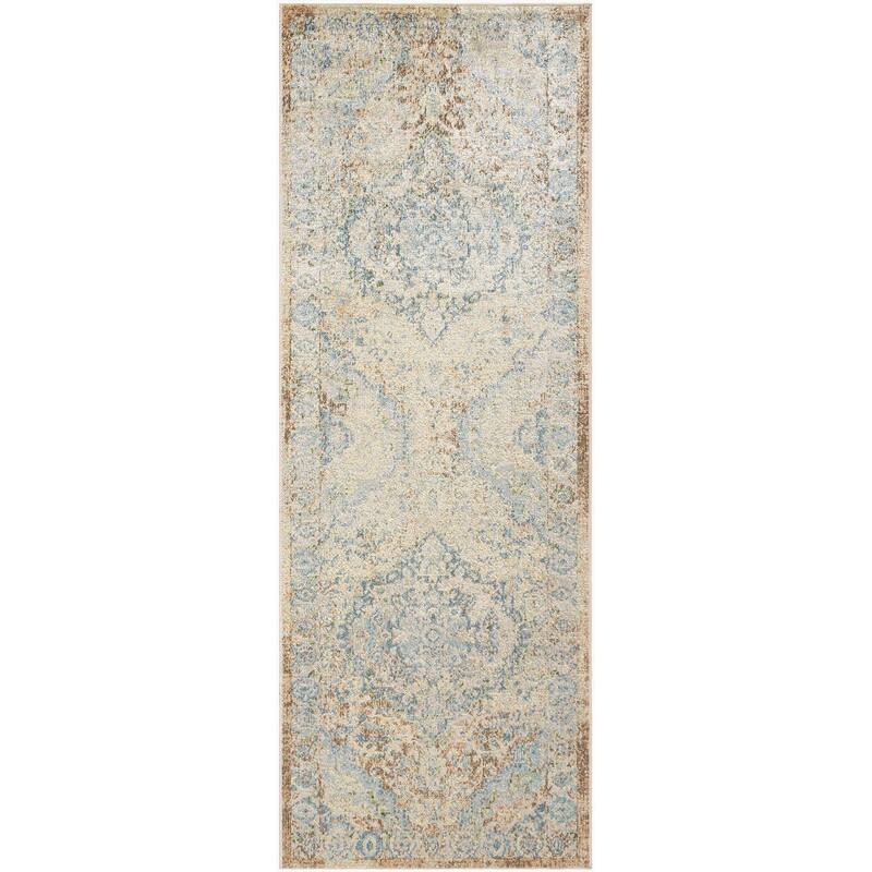 Livabliss Lillian Machine Washable Faded Classic Area Rug - Dark Green/ Dark Brown/Dark Blue - 2'7" x 7'3"