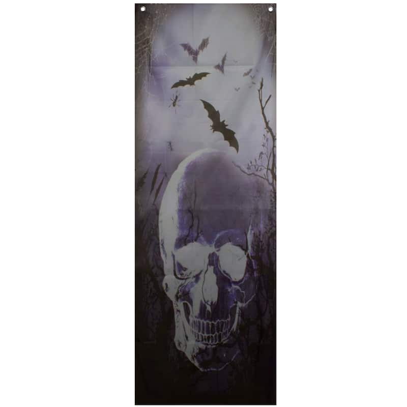 70.75" Spooky Blue Skull Graveyard Halloween Door Decoration