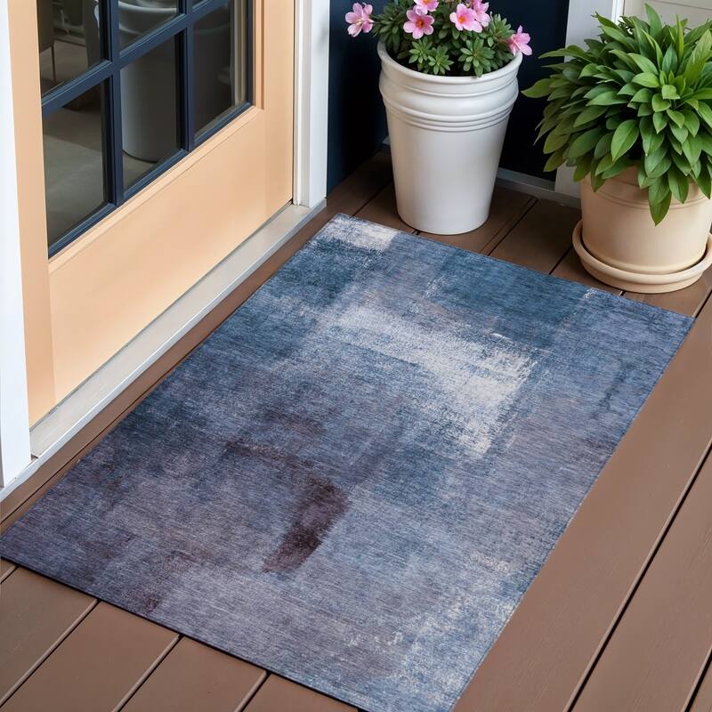 HomeRoots Abstract Transitional Rectangle Outdoor Rug - 3' x 5'