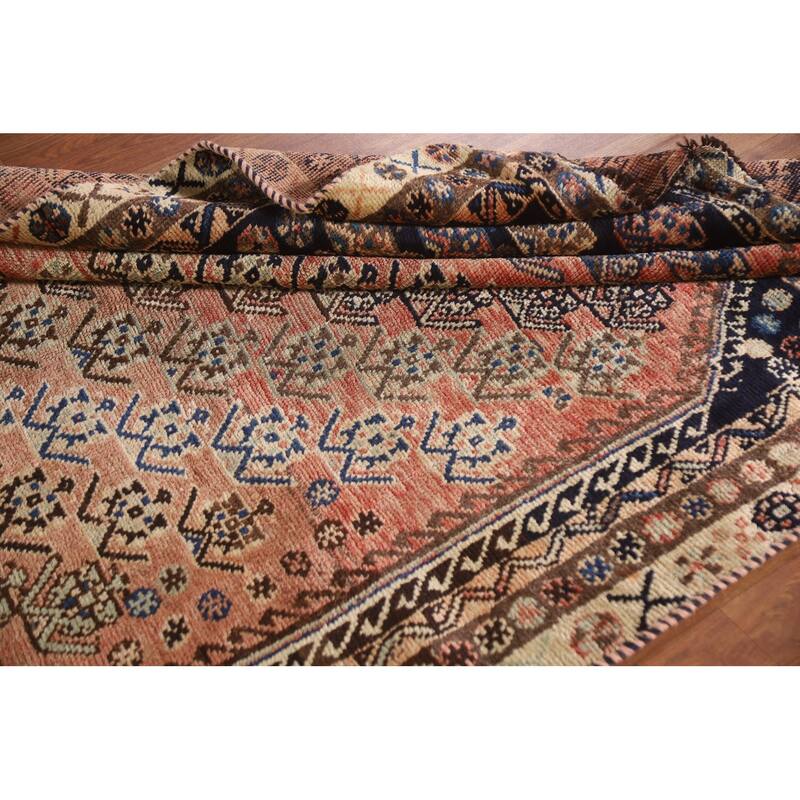 Vegetable Dye Shiraz Persian Antique Area Rug Hand-knotted Wool Carpet - 4'10"x 7'7"